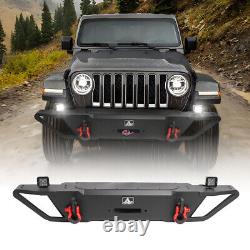 Front Bumper for 2007-2022 Jeep Wrangler JK/JKU with LED Lights Winch Plate Steel