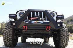 Front Bumper for 2018-2023 Jeep Wrangler JL JLU Adaptable Stubby with LED Lights