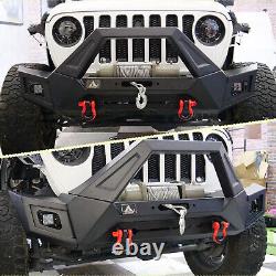 Front Bumper for 2018-2023 Jeep Wrangler JL JLU Adaptable Stubby with LED Lights