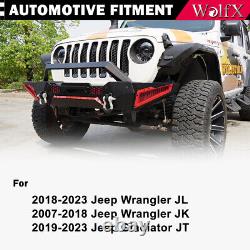 Front Bumper withD-ring+Winch Plate For 2019-2024 Jeep Wrangler JL/Gladiator JT