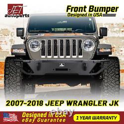 Front Bumper with LED Lights Winch Plate Steel for 2007-2018 Jeep Wrangler JK JKU