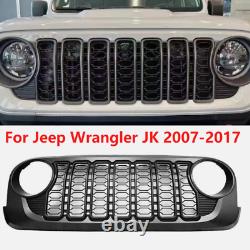 Front Grill Bumper Mesh Grille For Jeep Wrangler JK 2007-2017 upgrade to 2024 JL