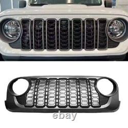 Front Grill Bumper Mesh Grille For Jeep Wrangler JK 2007-2017 upgrade to 2024 JL