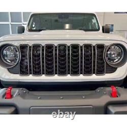 Front Grill Bumper Mesh Grille For Jeep Wrangler JK 2007-2017 upgrade to 2024 JL