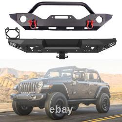 Front + Rear Bumper For 2018-2023 Jeep Wrangler JL WithLed Lights + 2 Hitch