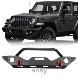 Front + Rear Bumper For 2018-2023 Jeep Wrangler JL WithLed Lights + 2 Hitch