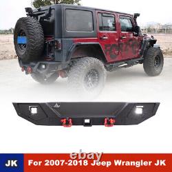 Front & Rear Bumper Steel for 07-18 Jeep Wrangler JK withLED Lights D-ring Shackle