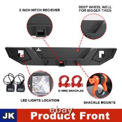 Front & Rear Bumper Steel for 07-18 Jeep Wrangler JK withLED Lights D-ring Shackle