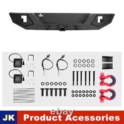 Front & Rear Bumper Steel for 07-18 Jeep Wrangler JK withLED Lights D-ring Shackle