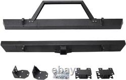 Front & Rear Bumper Winch Mount Plate Kit For 1984-2001 Jeep Cherokee XJ Black