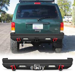 Front & Rear Bumper Winch Mount Plate Set For 1984-2001 Jeep Cherokee XJ Black