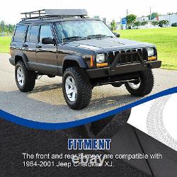 Front & Rear Bumper Winch Mount Plate Set For 1984-2001 Jeep Cherokee XJ Black