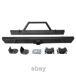 Front & Rear Bumper Winch Mount Plate Set For 1984-2001 Jeep Cherokee XJ Black