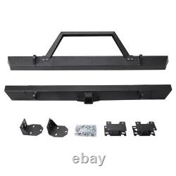 Front & Rear Bumper Winch Mount Plate Set For 1984-2001 Jeep Cherokee XJ Black