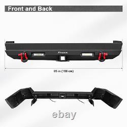 Front & Rear Bumper Winch Mount Plate Set For 1989-2001 Jeep Cherokee XJ Black