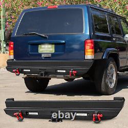 Front & Rear Bumper Winch Mount Plate Set For 1989-2001 Jeep Cherokee XJ Black