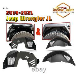 Front Rear Inner Fender Liners for 2018-2023 Jeep Wrangler JL JLU Steel Black