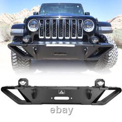 Heavy Duty Steel Front Bumper for 18-2023 Wrangler JL Gladiator JT WithLED Lights