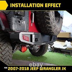 Heavy Steel Rear Bumper withLED Lights for 2007-2018 Jeep Wrangler JK Powder Coate