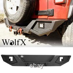 Offroad Steel Rear Bumper For 2007-2018 Jeep Wrangler JK JKU+LED Lights+D-Rings