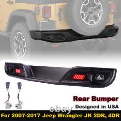 Powder Coated Rear Bumper For Jeep Wrangler 2007-2018 JK with LED Light