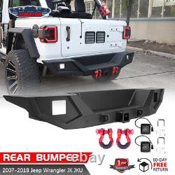 Powder Coated Rear Bumper for 07-18 Jeep Wrangler JK with D-Rings LED Lights Steel