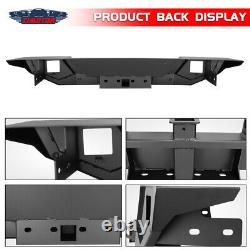 Powder Coated Rear Bumper for 07-18 Jeep Wrangler JK with D-Rings LED Lights Steel