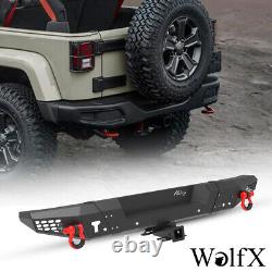 Powder-Coated Steel Rear Bumper For 2007-2018 Jeep Wrangler JK JKU with2D-Rings