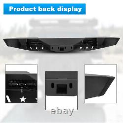 Powder-Coated Steel Rear Bumper For 2018-2023 Jeep Wrangler JL+LED Light+D-Rings