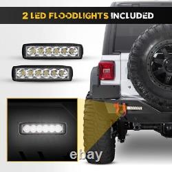 Powder-Coated Steel Rear Bumper For 2018-2023 Jeep Wrangler JL+LED Light+D-Rings