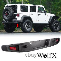 Powder Coated Steel Rear Bumper For 2018-2023 Jeep Wrangler JL LED Parking Light