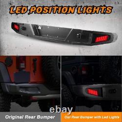 Powder Coated Steel Rear Bumper For 2018-2023 Jeep Wrangler JL LED Parking Light