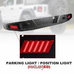 Powder Coated Steel Rear Bumper For 2018-2024 Jeep Wrangler JL JLU withLED Lights