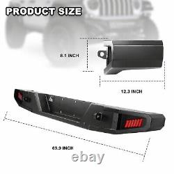 Powder Coated Steel Rear Bumper For 2018-2024 Jeep Wrangler JL JLU withLED Lights