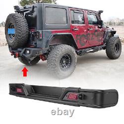 Powder Coated Steel Rear Bumper for 2007-2018 Jeep Wrangler JK JKU withLED Lights