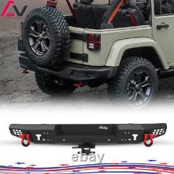 Rear Bumper For 2007-2018 Jeep WRANGLER JK/JKU Steel withD Ring Shackles Black