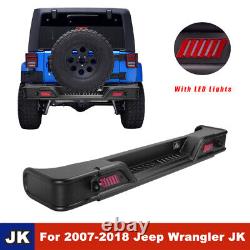 Rear Bumper For 2007-2018 Jeep Wrangler JK 07-18 Heavy Steel withLED Brake Lights