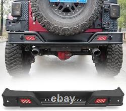 Rear Bumper For 2007-2018 Jeep Wrangler JK 07-18 Heavy Steel withLED Brake Lights