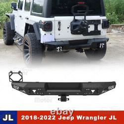 Rear Bumper For 2018-2022 Jeep Wrangler JL JLU withD-ring Shackle Steel Black Pair