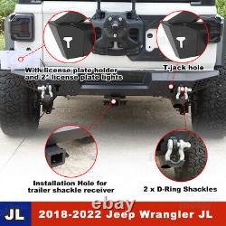 Rear Bumper For 2018-2022 Jeep Wrangler JL JLU withD-ring Shackle Steel Black Pair