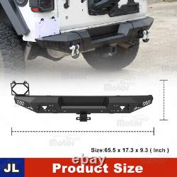 Rear Bumper For 2018-2022 Jeep Wrangler JL JLU withD-ring Shackle Steel Black Pair