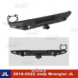 Rear Bumper For 2018-2022 Jeep Wrangler JL JLU withD-ring Shackle Steel Black Pair