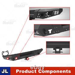 Rear Bumper For 2018-2022 Jeep Wrangler JL JLU withD-ring Shackle Steel Black Pair