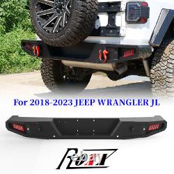 Rear Bumper For 2018-2023 JEEP WRANGLER JL withLED Lights Powder Coated Steel