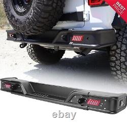 Rear Bumper For 2018-2023 Jeep Wrangler JL JLU 2&4 Door withLED lights Black Steel