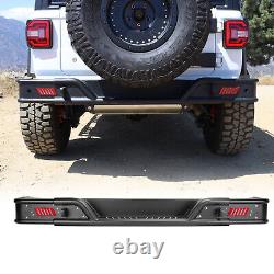 Rear Bumper For 2018-2023 Jeep Wrangler JL JLU 2&4 Door withLED lights Black Steel