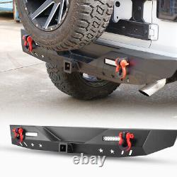 Rear Bumper For 2018-2023 Jeep Wrangler JL JLU Steel Black withLed lights & D-ring