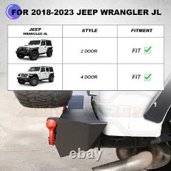 Rear Bumper For 2018-2023 Jeep Wrangler JL JLU Steel Black withLed lights & D-ring