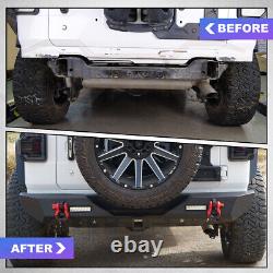 Rear Bumper For 2018-2023 Jeep Wrangler JL JLU Steel Black withLed lights & D-ring