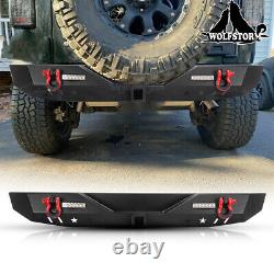 Rear Bumper For 2018-2023 Jeep Wrangler JL JLU Steel Black withLed lights & D-ring